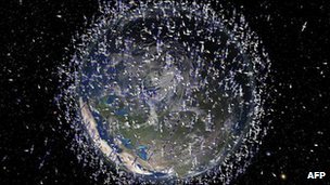 地球轨道上太空垃圾分布示意图 地球轨道上太空垃圾分布示意图