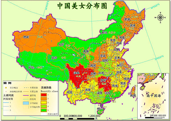 2017最新出炉全国美女分布图