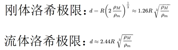 洛希极限是什么,洛希极限计算公式示意图